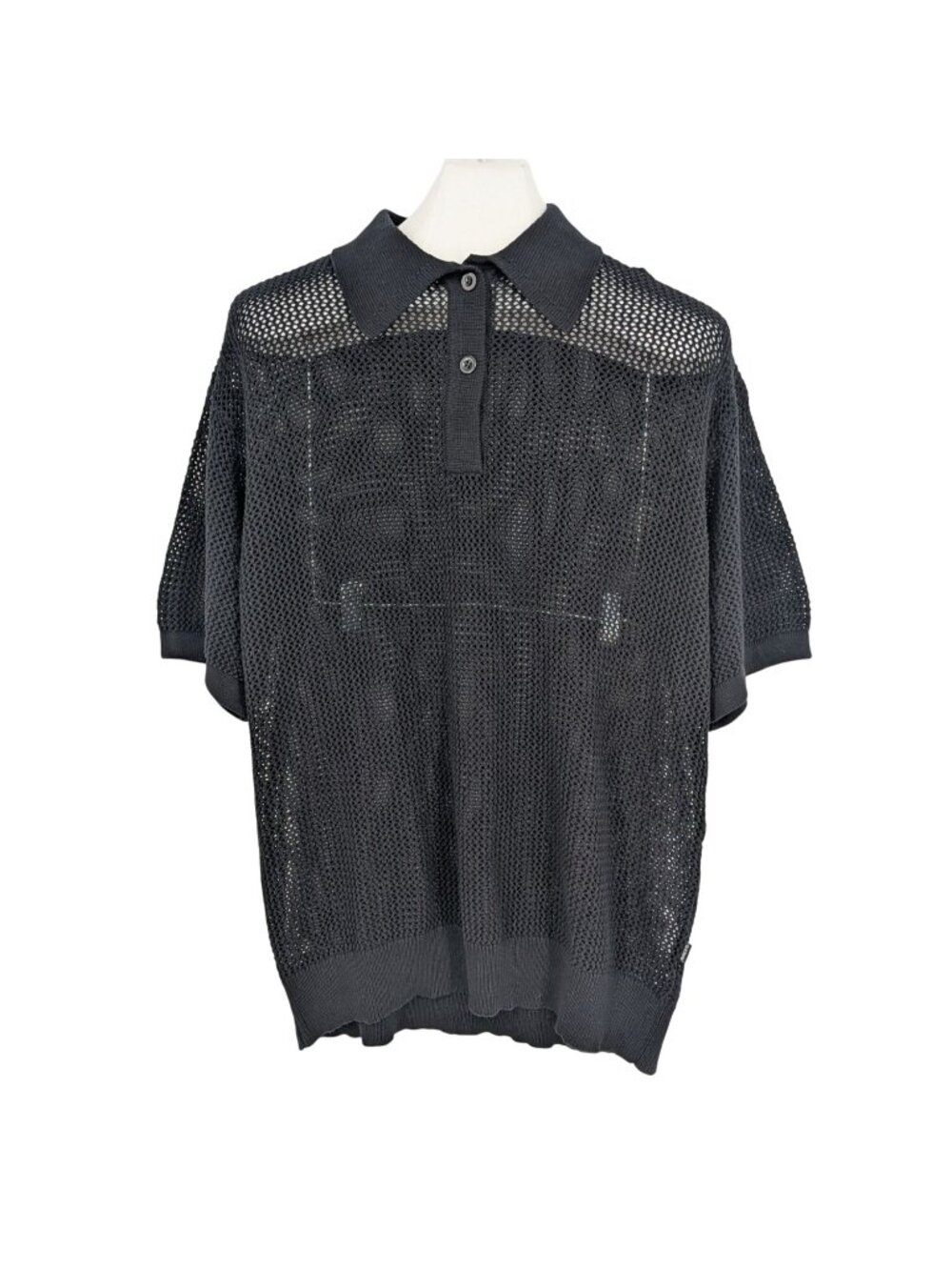 40s & Shorties Crochet Polo Shirt Streetwear Goth Y2K Minimalist Festival Medium